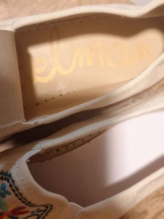 Sam Edelman Cream Embroidered Floral & Bird Slip-Ons - Picture 3 of 5